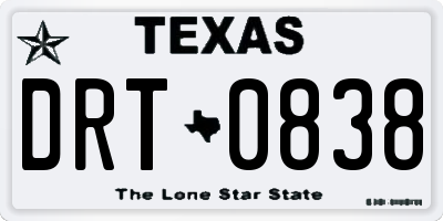 TX license plate DRT0838