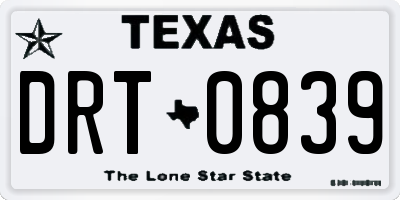 TX license plate DRT0839