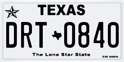 TX license plate DRT0840