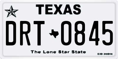 TX license plate DRT0845