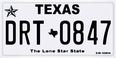 TX license plate DRT0847