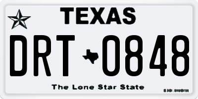 TX license plate DRT0848