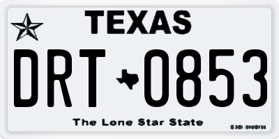 TX license plate DRT0853