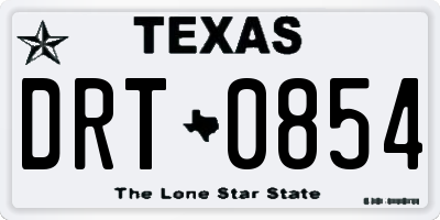 TX license plate DRT0854