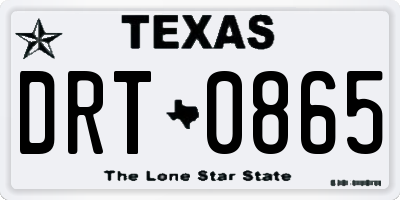 TX license plate DRT0865