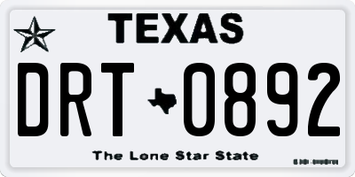 TX license plate DRT0892