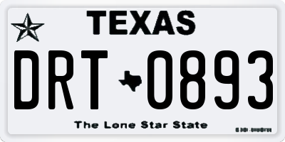 TX license plate DRT0893