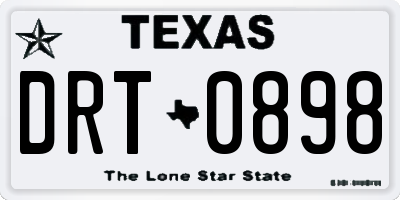 TX license plate DRT0898