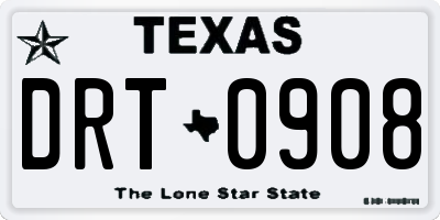 TX license plate DRT0908