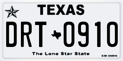 TX license plate DRT0910