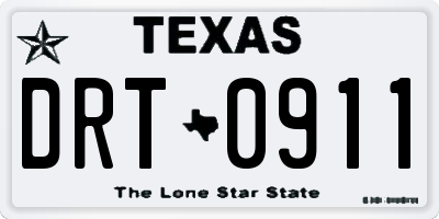 TX license plate DRT0911