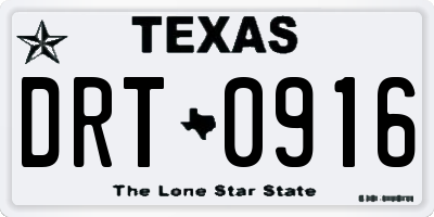 TX license plate DRT0916