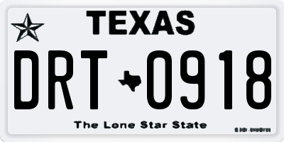 TX license plate DRT0918