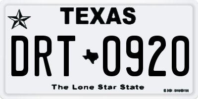 TX license plate DRT0920