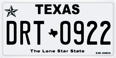 TX license plate DRT0922