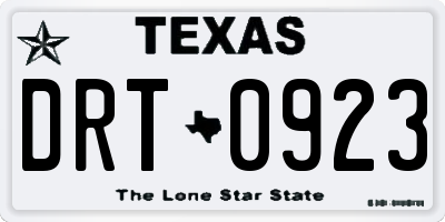 TX license plate DRT0923