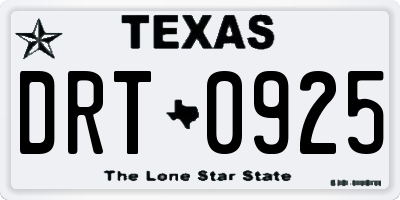 TX license plate DRT0925