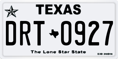 TX license plate DRT0927