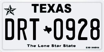 TX license plate DRT0928