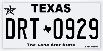 TX license plate DRT0929