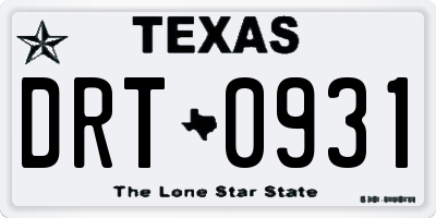 TX license plate DRT0931