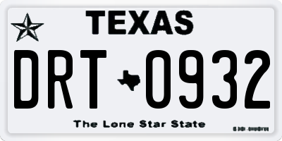 TX license plate DRT0932