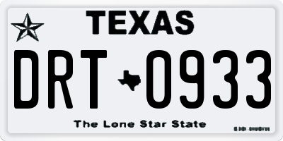 TX license plate DRT0933