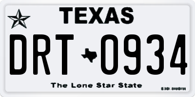 TX license plate DRT0934