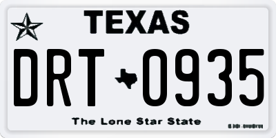 TX license plate DRT0935