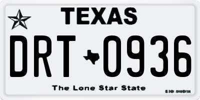 TX license plate DRT0936