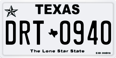 TX license plate DRT0940