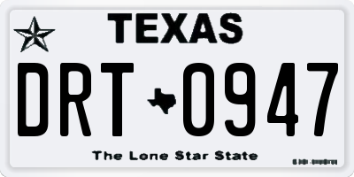 TX license plate DRT0947