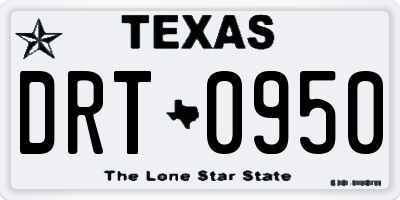 TX license plate DRT0950