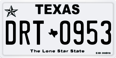 TX license plate DRT0953