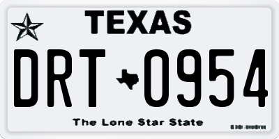 TX license plate DRT0954