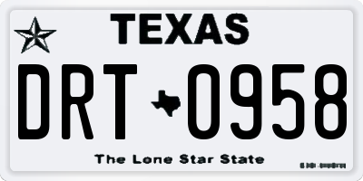 TX license plate DRT0958