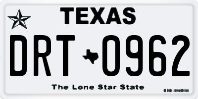 TX license plate DRT0962