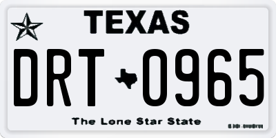 TX license plate DRT0965