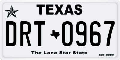 TX license plate DRT0967