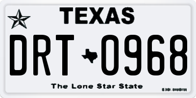 TX license plate DRT0968