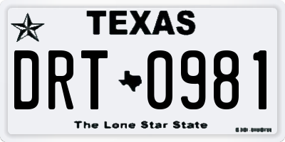 TX license plate DRT0981