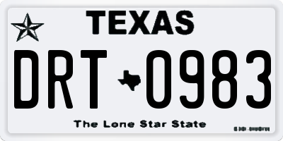 TX license plate DRT0983