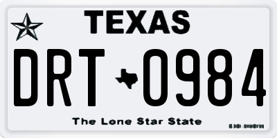 TX license plate DRT0984