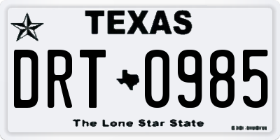 TX license plate DRT0985