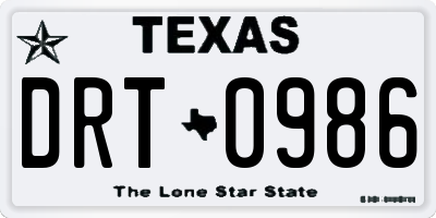 TX license plate DRT0986