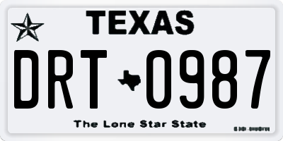 TX license plate DRT0987