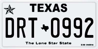 TX license plate DRT0992