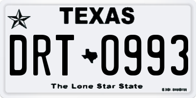 TX license plate DRT0993