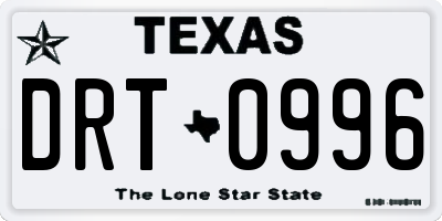 TX license plate DRT0996