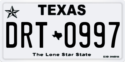 TX license plate DRT0997